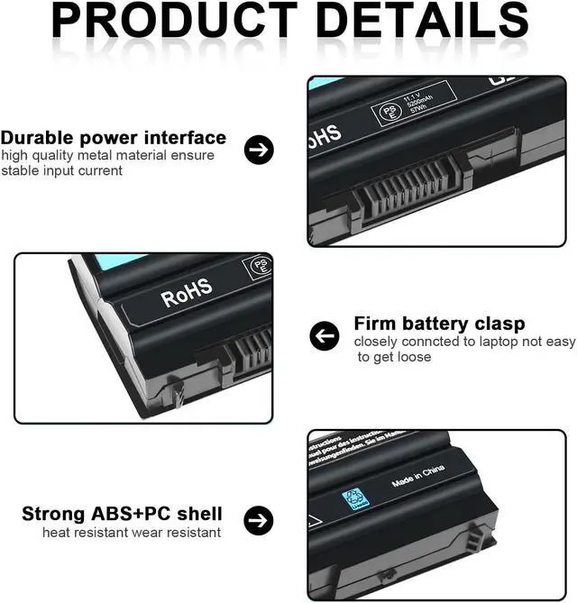 Alt view image 3 of 7 - New Replacement T54FJ Laptop Battery for Dell Latitude E6420 E6430 E6440 E6540 E5420 E5430 E5520 E5530 E6530; Inspiron 14R 5420 15R 5520 7520 17R 5720 7720 P/N: 8858X M5Y0X T54F3 X57F1