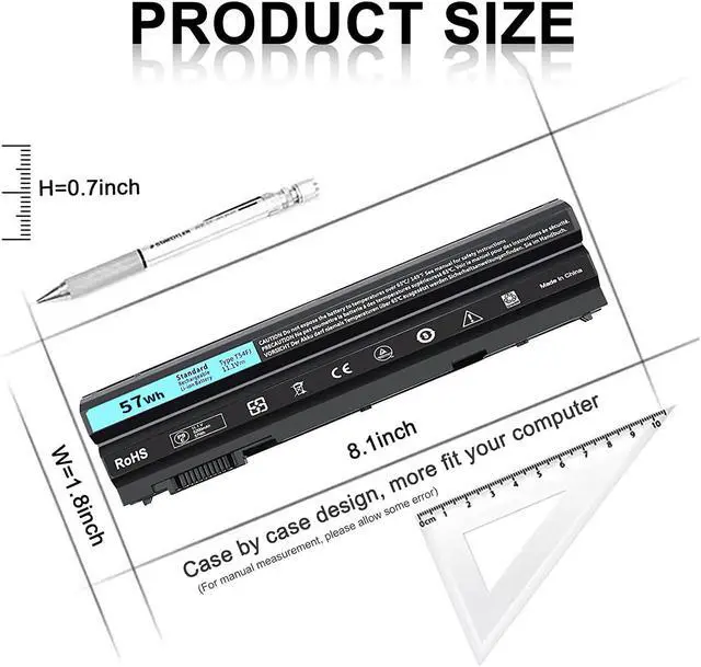 Alt view image 2 of 7 - New Replacement T54FJ Laptop Battery for Dell Latitude E6420 E6430 E6440 E6540 E5420 E5430 E5520 E5530 E6530; Inspiron 14R 5420 15R 5520 7520 17R 5720 7720 P/N: 8858X M5Y0X T54F3 X57F1