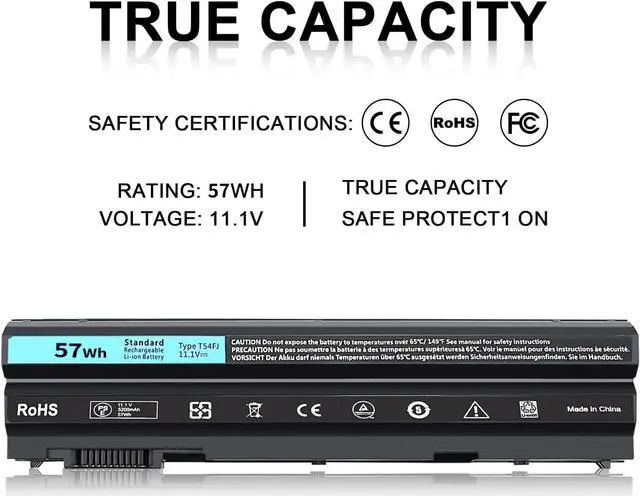 Alt view image 5 of 7 - New Replacement T54FJ Laptop Battery for Dell Latitude E6420 E6430 E6440 E6540 E5420 E5430 E5520 E5530 E6530; Inspiron 14R 5420 15R 5520 7520 17R 5720 7720 P/N: 8858X M5Y0X T54F3 X57F1