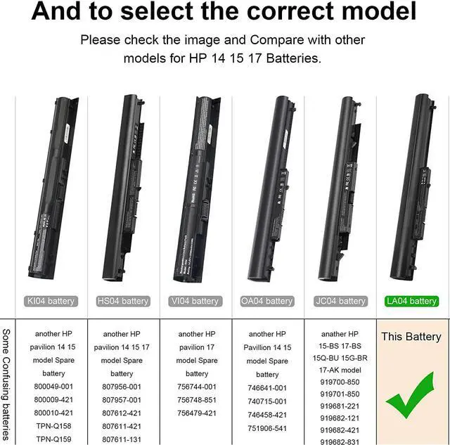 Alt view image 5 of 5 - Fancy Buying New 15-1272WM 15-F272WM Laptop Battery for HP LA04 Spare 776622-001 728460-001 752237-001 - Higher Performance New, Welcome to consult