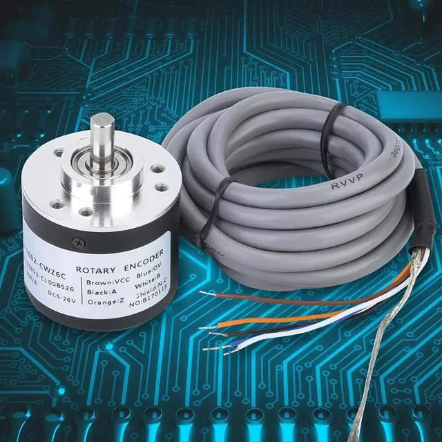 Alt view image 7 of 7 - Incremental Encoder, Outer Diameter 38mm Encoder Cable Length 2m ASIC Devices Anti- Interference for Power Supply Reverse Wiring Protection Conversion(100P/R)