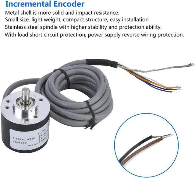Alt view image 5 of 7 - Encoder, Encoder 38mm Diameter ASIC Devices Anti- Interference Cable Length 2m E6B2-CWZ6C for Power Supply Reverse Wiring Protection Conversion(2500P/R)