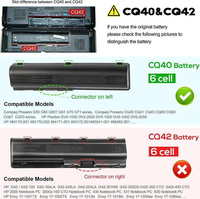 Alt view image 7 of 7 - Spare 484170-001 484172-001 498482-001 484170-002 HSTNN-CB72 Battery for HP Pavilion DV4-2040US DV5-1010 CQ40 CQ45 CQ50 CQ60 EV06 KS524AA 462889-141 462890-542 484171-001 485041-001 497694-001
