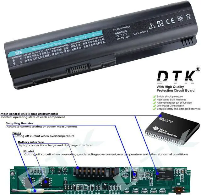 Alt view image 2 of 7 - DTK EV06 484170-001 Laptop Battery Replacement for HP G60 G61 G70 G71 Pavilion DV4-1000 / DV5-1000 / DV5-3000 / DV6-1000 / DV6-2000 / Compaq Presario CQ40 / CQ60 / CQ61 Series Notebook 10.8V 4400mAh