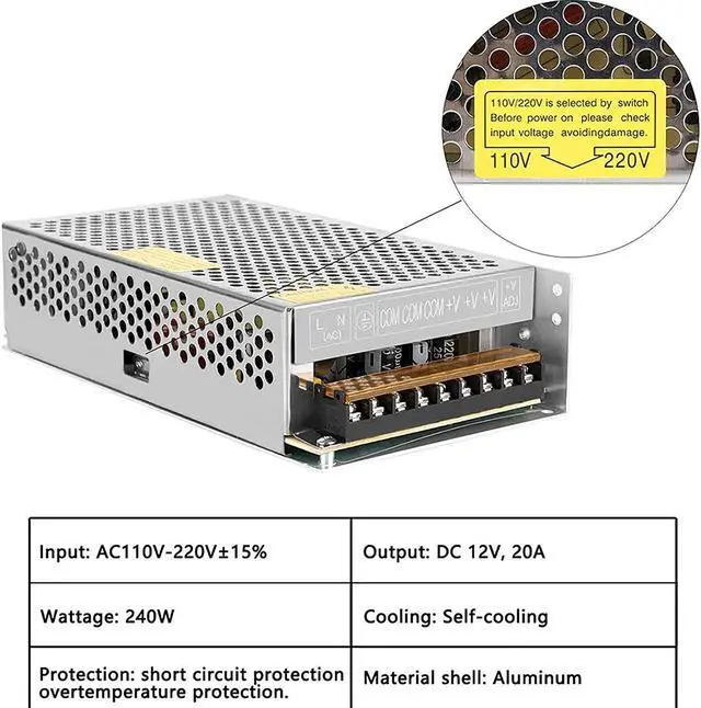 Alt view image 4 of 7 - DC12V Power Supply, Switching Power Supply Transform AC Current Into DC Power Supply Driver Small Size for 3D Printer for Car Subwoofer Amp Audio Amplifier