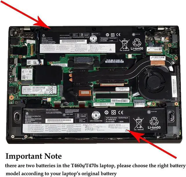 Alt view image 5 of 6 - JIAZIJIA 01AV406 Laptop Battery Replacement for Lenovo ThinkPad T460S T470S Series Notebook Internal SB10J79003 00HW038 00HW025 00HW024 01AV462 01AV405 01AV407 01AV408 Black 11.46V 27Wh 2274mAh 3-Cell