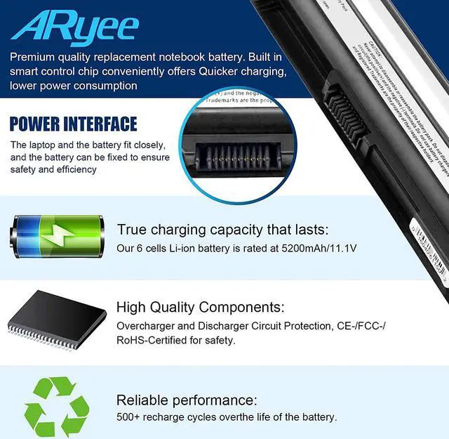 Alt view image 2 of 5 - ARyee BTY-S14 Laptop Battery Replacement for MSI GP60 GE60 CX61 GE620DX Series, Replace for GE60 GE70 CR41 CX61 CR70 BTY-S14 BTY-S15 GE60 GE70 CR41 CX61 CR70 CR650 FR400 FX420-11.1V 5200mAh