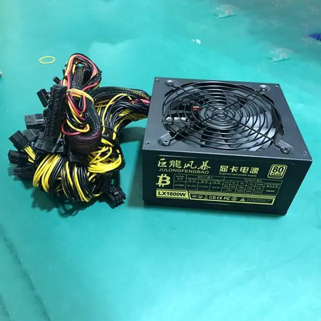 Alt view image 4 of 7 - Power Supply 1800W ATX Mining PC Power Supply Supports 8 Graphics Card 100-240V Power Supply Mining Machine Support - Black