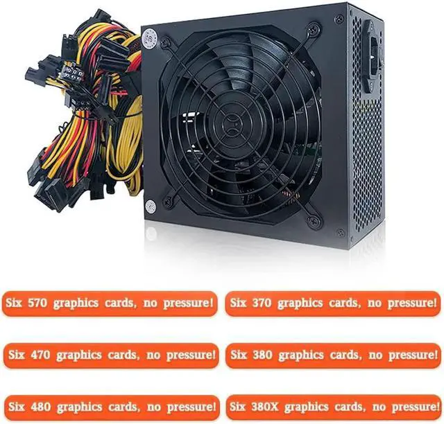 Alt view image 4 of 6 - Modular Mining Power Supply 2000W 110-240V, Active PFC Power Supply Mining PC Power for 8 GPU Ethereum Miner with Auto-Thermally Controlled Fan Supply