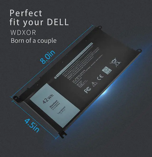 Alt view image 2 of 7 - WDXOR Battery, WDXOR 42wh Laptop Battery, WDX0R dell Battery for 15 5567 5379 5570 7000 13-7378 7375 7573 5378 P69G001 P69G t2jx4 y3f7y fw8kr fc92n 0fc92n P58F P58F001 P75F P66F17 5765 5767 5770