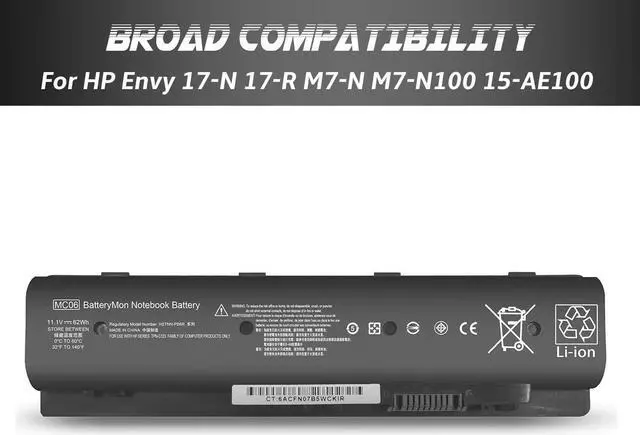 Alt view image 2 of 7 - BatteryMon MC06 Laptop Battery for HP Envy M7-N000 M7-N100 15-AE100 17-N000 17-R000 M7-n109d M7-n011dx Notebook, P/N: MC06062 N2L86AA TPN-C123 HSTNN-PB6L 804073-851 805095-001 806953-851