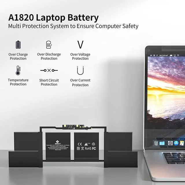 Alt view image 5 of 6 - A1707 Laptop Battery, Egoway A1820 Replacement for MacBook Pro 15 inch A1707 (Late 2016, Mid 2017) Touch Bar, EMC 3162 3072 Series