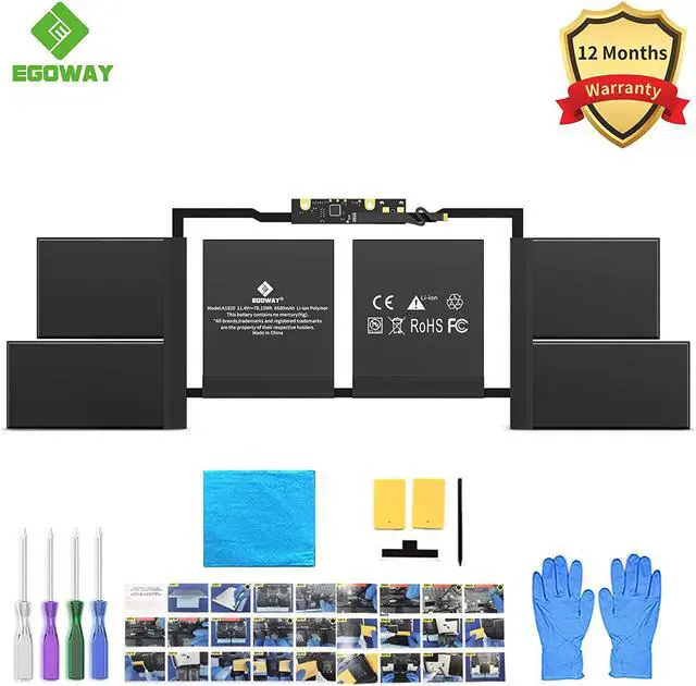 Alt view image 2 of 6 - A1707 Laptop Battery, Egoway A1820 Replacement for MacBook Pro 15 inch A1707 (Late 2016, Mid 2017) Touch Bar, EMC 3162 3072 Series