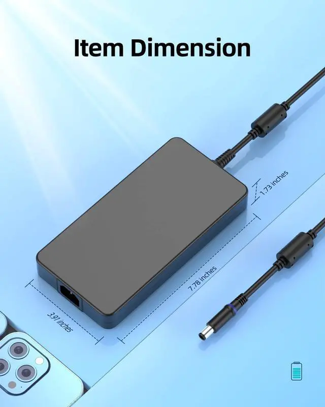 Alt view image 6 of 7 - 240W Charger (UL Safety Certified) Fit for  Alienware Laptop M15 R3 R4 R7 R6 R5 M17 R5 R3 R4 15 R3 R2 17 R3 G7 G5 G3 M17X M14X X15 X17 X16 M16 Gaming Laptop Power Cord AC Adapter