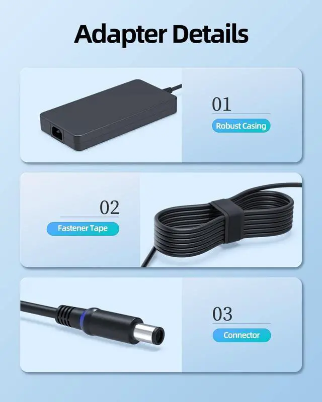 Alt view image 5 of 7 - 240W Charger (UL Safety Certified) Fit for  Alienware Laptop M15 R3 R4 R7 R6 R5 M17 R5 R3 R4 15 R3 R2 17 R3 G7 G5 G3 M17X M14X X15 X17 X16 M16 Gaming Laptop Power Cord AC Adapter