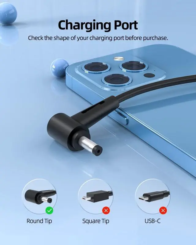 Alt view image 3 of 7 - 33W AC Charger Fit for Asus Imaginebook MJ401TA MJ401T MJ401 Vivobook L203MA L203M L203 Laptop Power Supply Adapter Cord