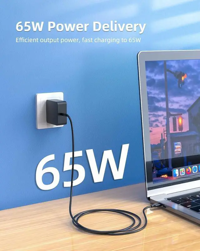 Alt view image 5 of 5 - 65W Type C AC Charger Fit for Samsung Galaxy Book Pro 360 NP950QDB NP930QDB NP935QDC Galaxy Book Pro NP950XDB NP930XDB 15.6 13.3 KA1US KA2US KB1US KE1US KE2US KD1US Laptop Power Supply Adapter Cord