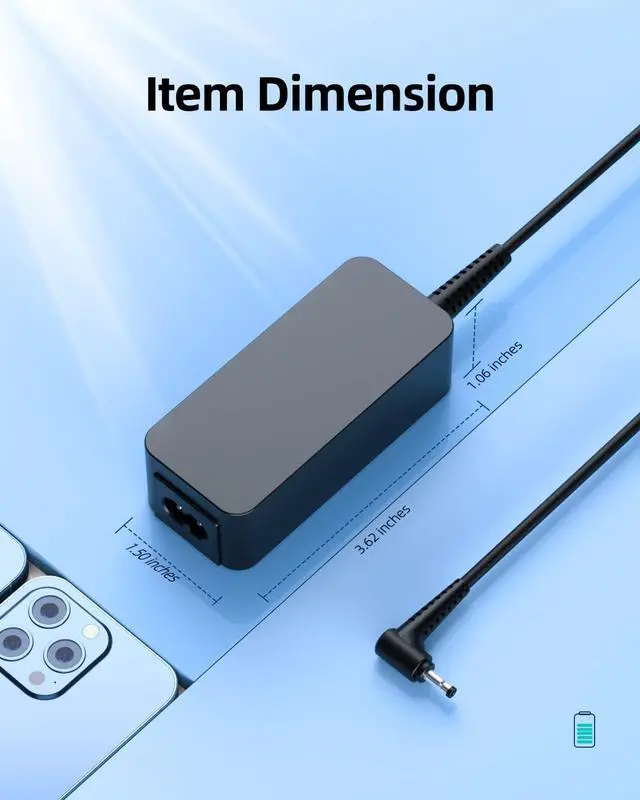 Alt view image 5 of 7 - 45W AC Charger Fit for Lenovo Ideapad Slim 1 1-14 1-15 1-11 1-14AST-05 1-11AST-05 1-14IGL7 1-15IJL7 1-14IGL05 1-14ADA05 1-14IJL7 1-11IGL05 1-11ADA05 1-15IGL Laptop Power Supply Adapter Cord
