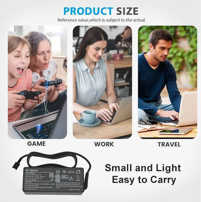 Alt view image 7 of 7 - USB-C Laptop Charger 100W - 100W PD Charger Fit for Lenovo, ThinkPad/Yoga/Slim/ldeapad, HP, Acer, Mac Book Pro/Air 16, 15, 14, 13 Inch, MSI, Dell Computer Tablet Adapter Type C Power Supply Cord