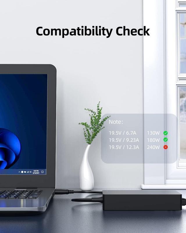 Alt view image 3 of 7 - 180W 130W Power Supply Fit for Dell Dock WD19 K20A001,Business Monitor Dock WD15 K17A001,Thunderbolt Dock WD19TB WD19TBS TB15 TB16 TB18DC K16A K16A001 AC Charger Adapter Cord UL Listed