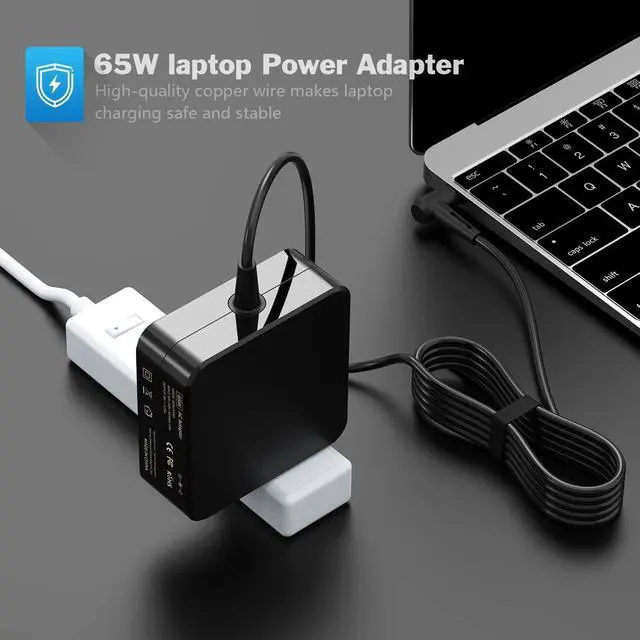 Alt view image 6 of 7 - 65W Laptop Charger Wall Adapter for Lenovo IdeaPad 710s 710 510s 510 310 110 100 100; Yogo 710 510 Flex 4 1480 1580 Laptops P/N: ADLX65CLGU2A 5A10K78745