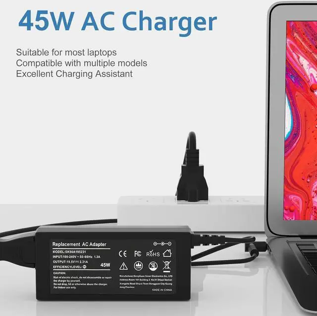 Alt view image 6 of 6 - LQM 45W 19.5V 2.31A AC Adapter Laptop Charger for Hp 741727-001 719309-001 719309-003 721092-001 854054-002 740015-002 740015-003 15-dy1032wm 15-f272wm 15-f387wm 15-f222wm 15-f211wm Power Cord