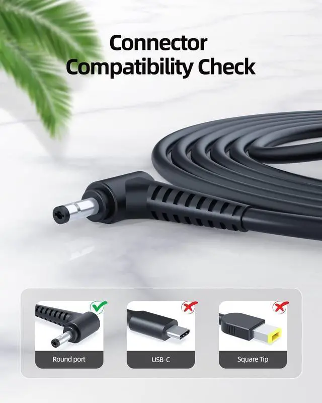 Alt view image 4 of 7 - 65W Charger Fit for Lenovo IdeaPad Flex 14 15 iwl FLEX-14IWL FLEX-15IWL FLEX-14IML FLEX-15IML FLEX-14API Power Adapter-Certified by UL/Retractable Prongs (Space-Saving)/Extended 7.5ft Cord