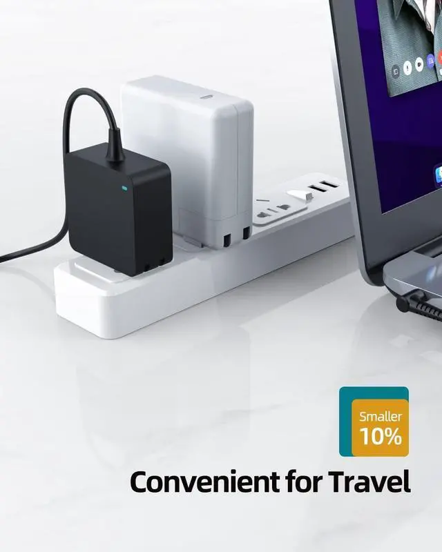 Alt view image 5 of 7 - 65W Charger Fit for Lenovo IdeaPad Flex 14 15 iwl FLEX-14IWL FLEX-15IWL FLEX-14IML FLEX-15IML FLEX-14API Power Adapter-Certified by UL/Retractable Prongs (Space-Saving)/Extended 7.5ft Cord