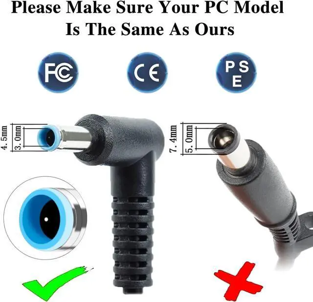 Alt view image 4 of 7 - DTK 19.5V 2.31A 45W HP Ac Laptop Charger for Pavilion, Elitebook Folio, HP Stream Adapter for Notebook Computer PC Power Cord(Blue Tip : 4.5 X 3mm)