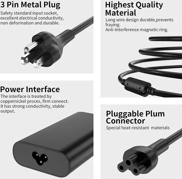 Alt view image 4 of 7 - 130W Laptop Charger 4.5mm fit for Dell XPS 15 7590 9530 9550 9560 9570 7347 7348 7459 Precision M3800 M2800 5510 5520 5530 5540 HA130PM130 DA130PM130 06TTY6 Laptop Power Supply Cord