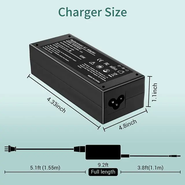 Alt view image 3 of 7 - 65W AC Adapter Charger Replacement for Dell Inspiron 15 3000 Charger 5000 7000 3552 3558 3576 3580 5551 5557 5558 5559 5566 5567 5568 5570 5582 5583 5584 7537 7560 7570 7572 7573 Laptop Power Cord