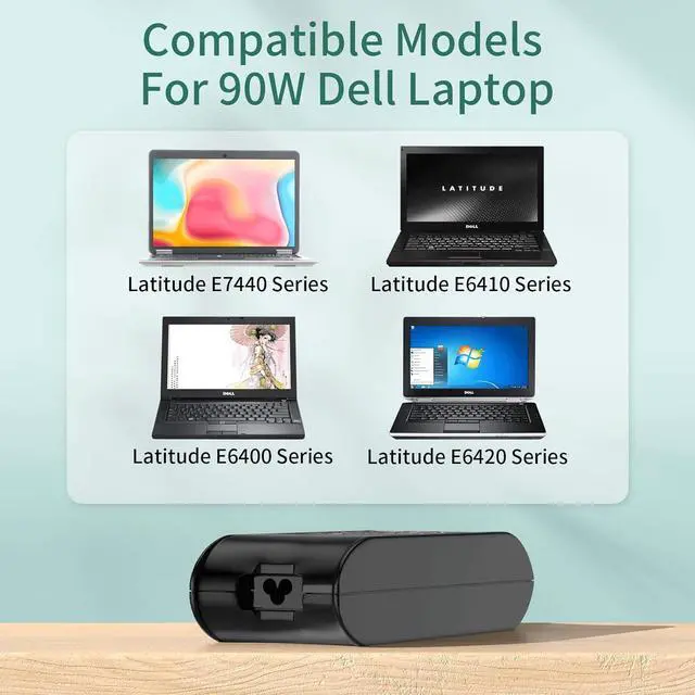 Alt view image 6 of 7 - 90W AC Adapter Charger Replacement for DELL Latitude E7440 E7450 E6400 E6410 E6420 E6430 E6430s E6440 E6510 E6520 E6530 D610 D620 D630 D820 D830 5590 7404 5424 Rugged Power Cord Laptop