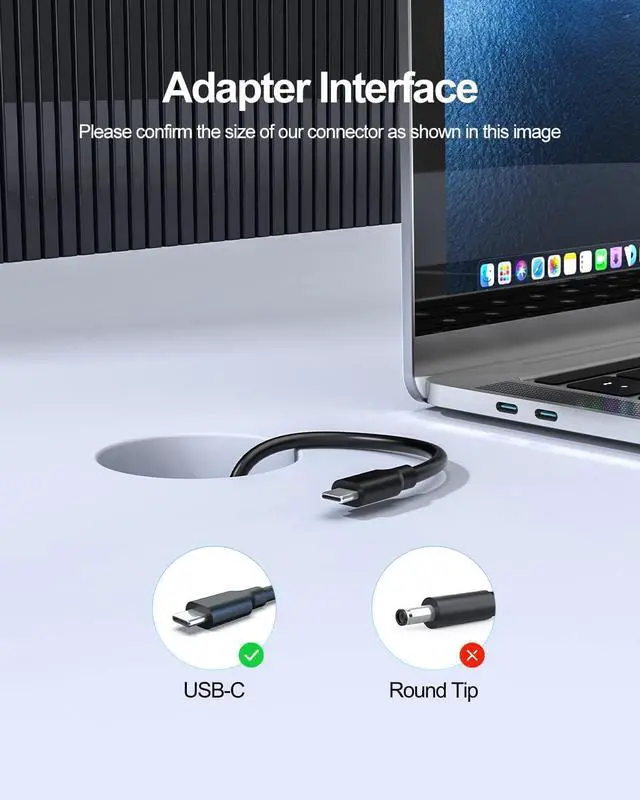 Alt view image 3 of 7 - USB C Charger for Lenovo Chromebook, (UL Certified Safety), 10Ft Length Durable Cable, Portable Design, 45W Fast Charging Adapter