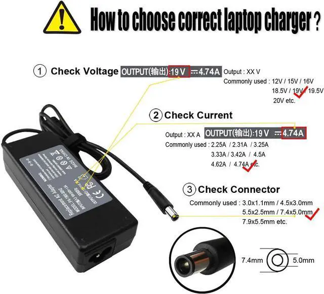 Alt view image 4 of 7 - 90W 19V 4.74A Adapter Charger Compatible with HP Probook 6560b 6570b 6550b 6470b 6450b 4530s 4540s 4440s 4430s, EliteBook 8460p 8470p 8440p 8560p 8760p 2570p 2540p 2560p 2730p 2740p 8460w 8570w 8770w