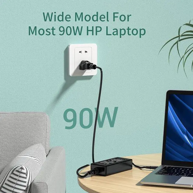 Alt view image 2 of 7 - 90W AC Adapter Charger Replacement for HP Probook 4530S 4540S 4520S 4535S 4525S 4545S 6450B 6460B 6465B 6470B 6540B 6545B 6550B 6555B 6560B 6565B 6475B 6570B Elitebook 8470P 8460P 8440P Power Supply