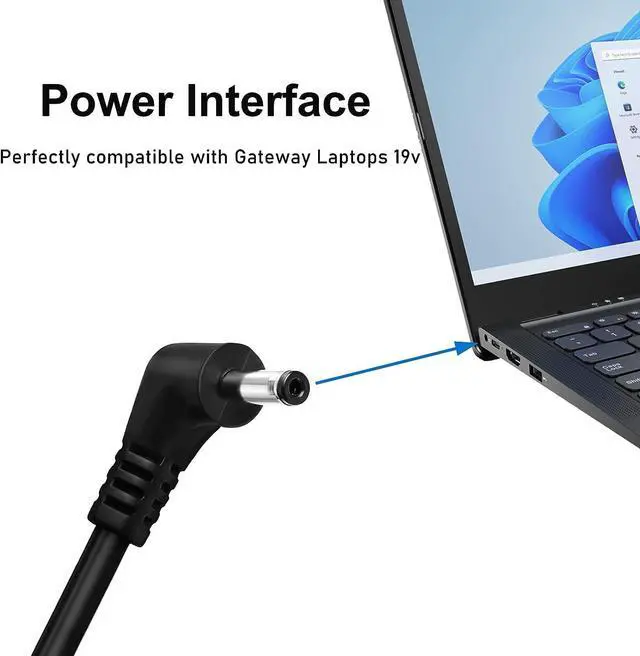 Alt view image 6 of 7 - 19V 3.15A Charger Power Cord for Gateway GWTN156-1 GWTN156-5 GWTN156-4 GWTN156-9 GWTN141-2 GWTN141-10 GWTN156-7 GWNC31514-BK Gateway TYPE60-190-31501U 60-190-31501U Laptop Charger