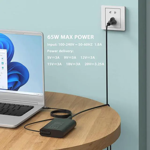 Alt view image 5 of 7 - 65W 60W USB C Fast Charging for DELL Chromebook Charger-Dell Latitude 5420 7420 5520 7430 5530 7400 5320 5430 7320 5285 5290 7275 7370 7410 5289 XPS 13,Dell Chromebook 3100 3400 Type C Power Adapter