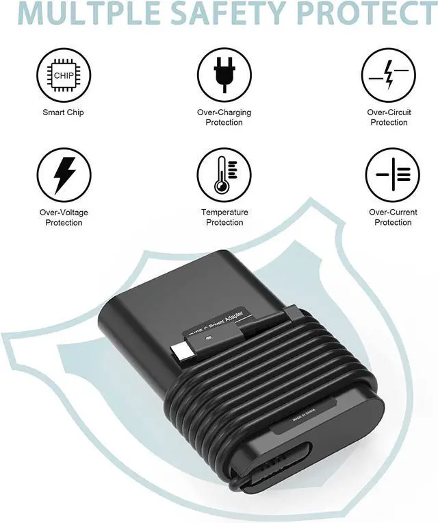 Alt view image 3 of 7 - 65W 60W USB C Fast Charging for DELL Chromebook Charger-Dell Latitude 5420 7420 5520 7430 5530 7400 5320 5430 7320 5285 5290 7275 7370 7410 5289 XPS 13,Dell Chromebook 3100 3400 Type C Power Adapter