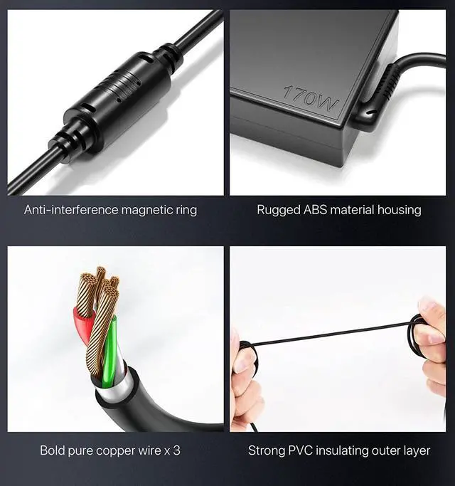 Alt view image 5 of 7 - 170W Slim-Tip AC Adapter Fit for Lenovo ThinkPad P71 P73 P50 P51 P52 P53, 170W Lenovo Legion Charger