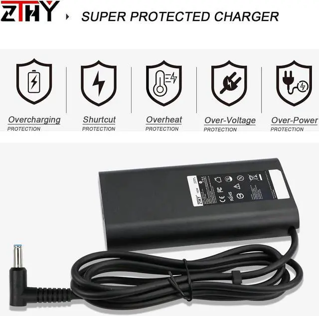 Alt view image 6 of 7 - 150W 19.5V 7.7A Charger Slim 4.5mm Power Adapter Replacement for HP Omen Pavilion 15 17 ZBook 15 G3 G4 G5 G6 Studio Fury 15 17 G7 G8 Stream 13 14 Envy 15 16 17 Spectre X360 13 14 15 EliteBook TPN-DA0