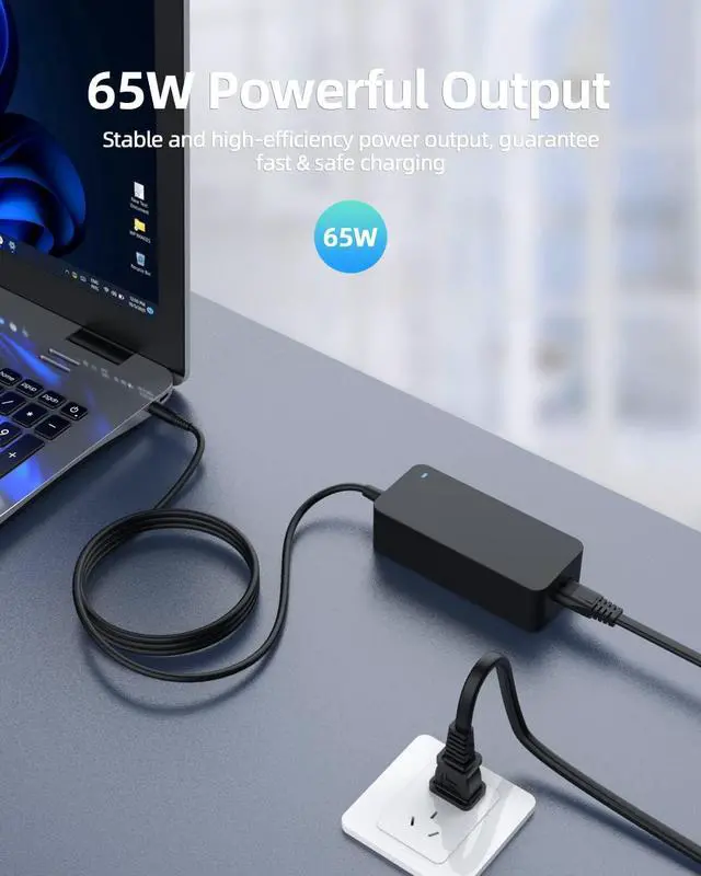 Alt view image 6 of 6 - 65W AC Charger Fit for Dell Latitude 3500 3400 P86F P111G Laptop Power Supply Adapter Cord