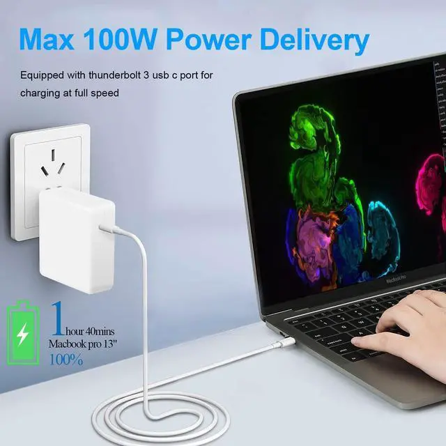Alt view image 4 of 7 - ?MacBook Pro Charger 100W USB C Charger Compatible with MacBook Pro 16 15 14 13 Inch 2023 2022 2021 MacBook Air 13 13.6 15 Inch PD Fast Charging Work with 96W 87W 61W MacBook Charger Type C Charger