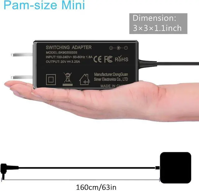 Alt view image 6 of 7 - 65W AC Laptop Charger for Lenovo IdeaPad Flex 3 5 14iwl Series l340 S340 510s 120s S145 110 110s 130s 330S 510 Laptop Adapter Power Supply Cord