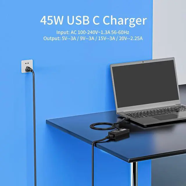 Alt view image 6 of 6 - 45W USB-C Charger for Acer Chromebook CB311 CB314 CB315 CB514 CB515 CB713 CB714 CB715 CB5-312 CB5-312T CB514-1H CB315-1HT C771 C771T C732 C732T Ac Laptop Power Adapter
