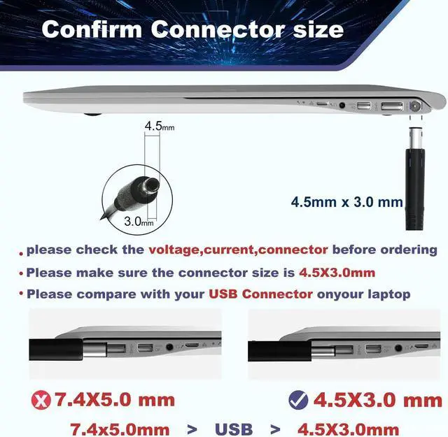 Alt view image 3 of 7 - 65W Laptop Charger for Dell Latitude 13 3301 3310 3390 14 3400 3410 3420 3490 15 3500 3510 3520 3590 Vostro 13 5301 5390 14 5401 5402 5490 15 3558 3559 - UL Listed Adapter