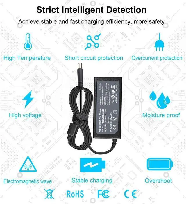 Alt view image 5 of 7 - 18.5V 3.5A 65W AC Adapter Charger Compatible with HP Pavilion G4 G6 G7 G32 G42 G56 G60 G61 G62 G71 G72 DV3 DV4 DV5 DV6 DV7 DM4 M6 M7 Series Compaq Presario CQ56 CQ57 CQ58 CQ62 CQ61 CQ60 Power Supply