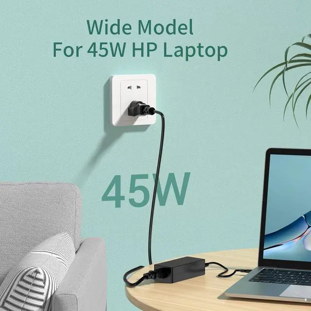 Alt view image 2 of 7 - 45W USB C Charger Chromebook Charger Replacement for HP Chromebook X2 X360 Spectre X360 15 Elite X2 1013 Elitebook 840 Power Cord Chromebook 11 14 EE G5 G6 G7 14-ca061dx 14-ca023nr 11-ae131nr