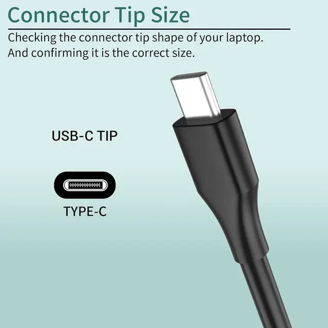 Alt view image 4 of 7 - 45W USB C Charger Chromebook Charger Replacement for HP Chromebook X2 X360 Spectre X360 15 Elite X2 1013 Elitebook 840 Power Cord Chromebook 11 14 EE G5 G6 G7 14-ca061dx 14-ca023nr 11-ae131nr