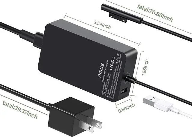Alt view image 2 of 7 - Surface Pro Charger 44W Power Supply Adapter for Microsoft Surface Go/Go 2 / Book Book 2/ Laptop 1/2/ 3/4Surface Pro X / 3/4/ 5(2017) / 6/7 Compatible with Surface Pro X / 3/4/ 5(2017) / 6/7