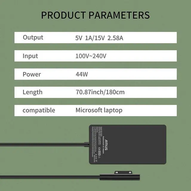 Alt view image 5 of 7 - Surface Pro Charger 44W Power Supply Adapter for Microsoft Surface Go/Go 2 / Book Book 2/ Laptop 1/2/ 3/4Surface Pro X / 3/4/ 5(2017) / 6/7 Compatible with Surface Pro X / 3/4/ 5(2017) / 6/7